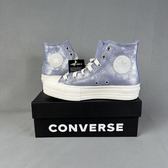 Converse Chuck Taylor All Star Lift Platform Suede Shimmer Lilac 7.5 High Top - Picture 1 of 14